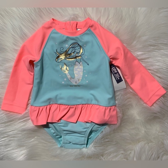 OshKosh B'gosh Other - Oshkosh B’gosh - Mermaid One Piece Rash Guard Swimsuit Baby Girl (SZ 3-6m)